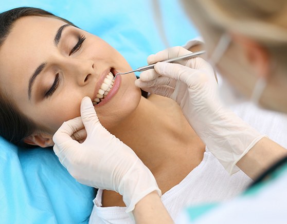 Woman having dental checkup