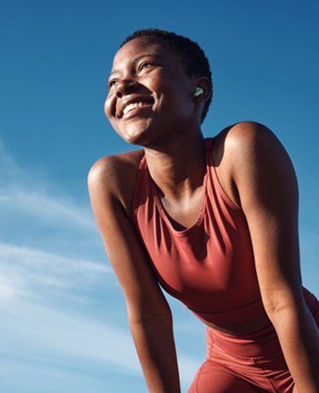 Lady smiles after exercise