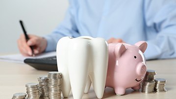 Coins and piggy bank